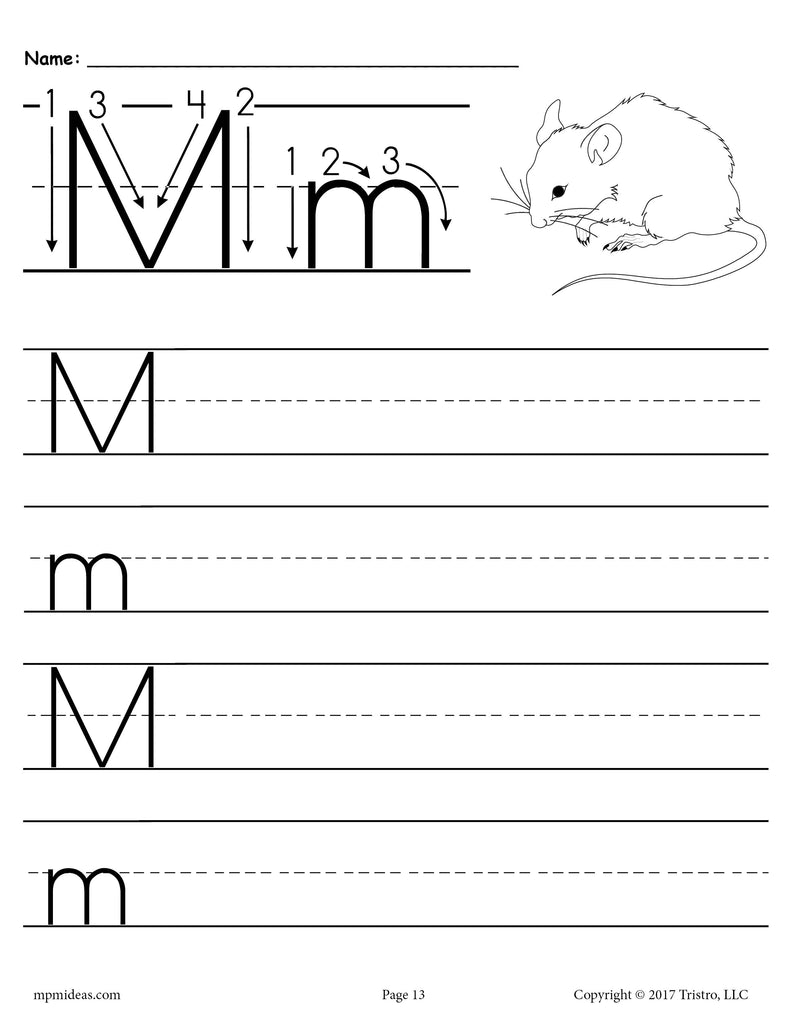 FREE Printable Letter M Handwriting Worksheet – SupplyMe