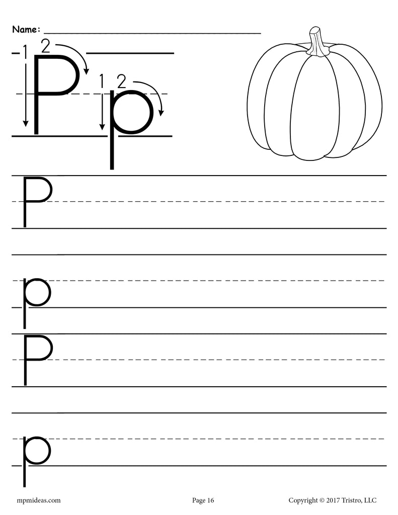 Letter P Handwriting Cut And Paste Worksheets