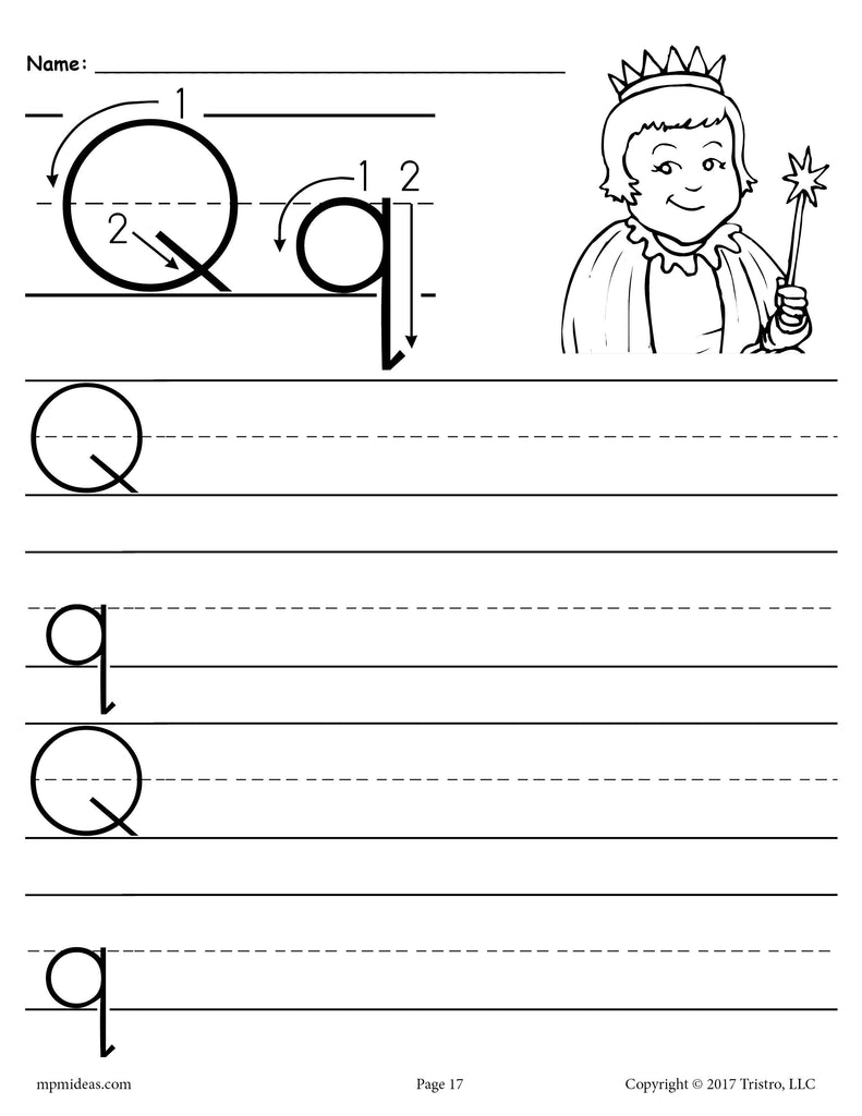 printable letter q handwriting worksheet supplyme