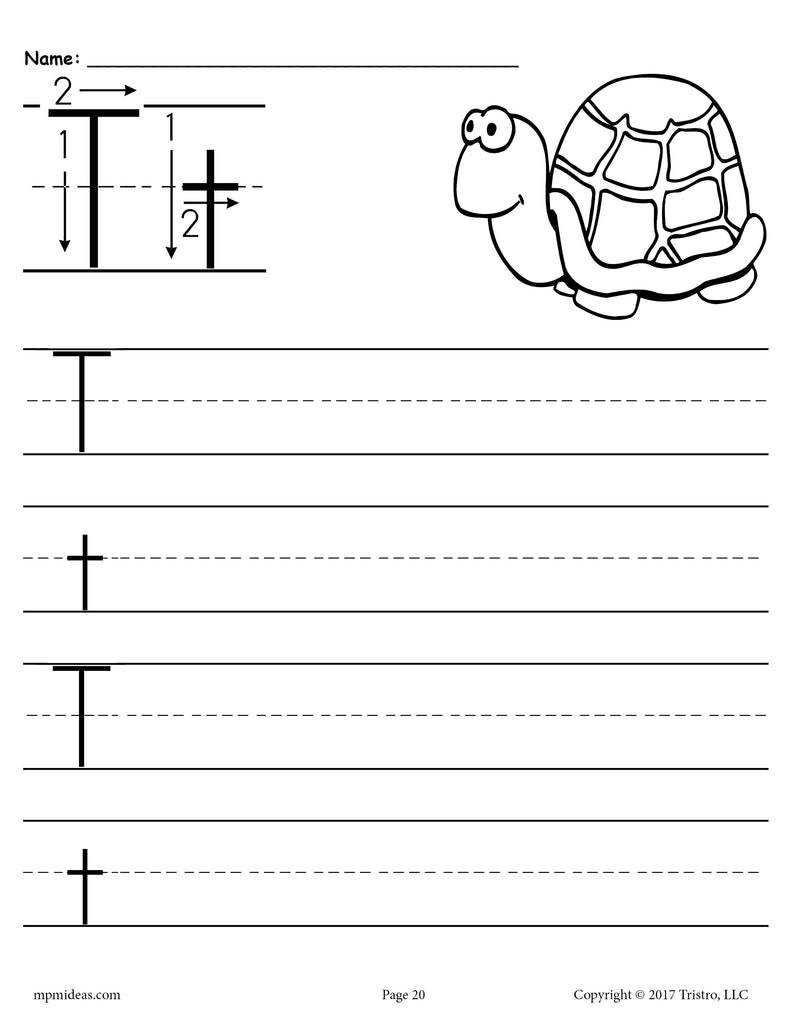 Preschool Free Printable Letter T Worksheet