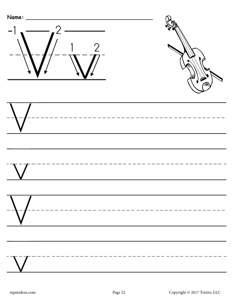 free printable letter v handwriting worksheet supplyme