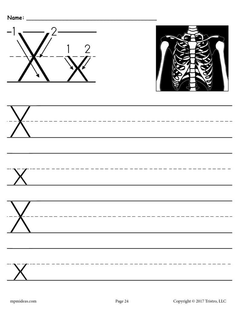 Printable Letter X Handwriting Worksheet!