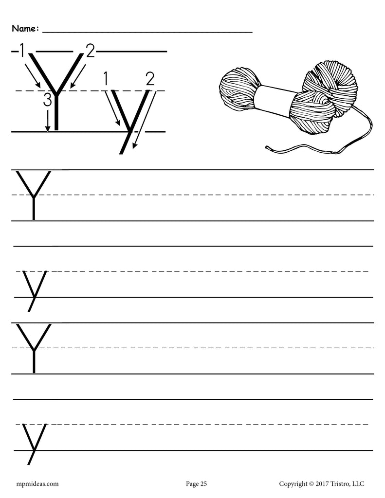 free printable letter y handwriting worksheet supplyme