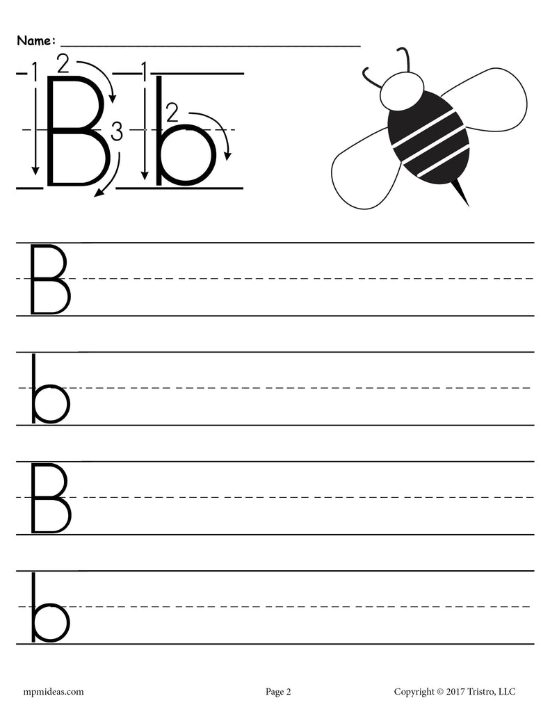 Letter B Handwriting Worksheets For Kindergarten