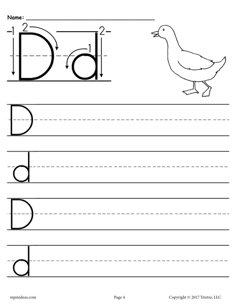 Printable Letter D Handwriting Worksheet! – SupplyMe