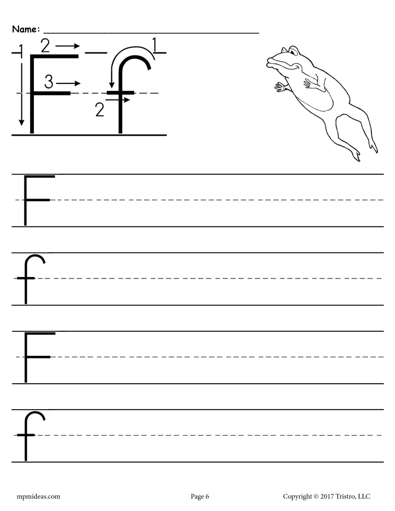 Writing Printable Worksheet Letter F