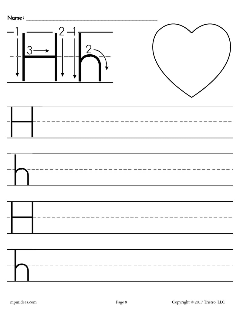FREE Printable Letter H Handwriting Worksheet! – SupplyMe