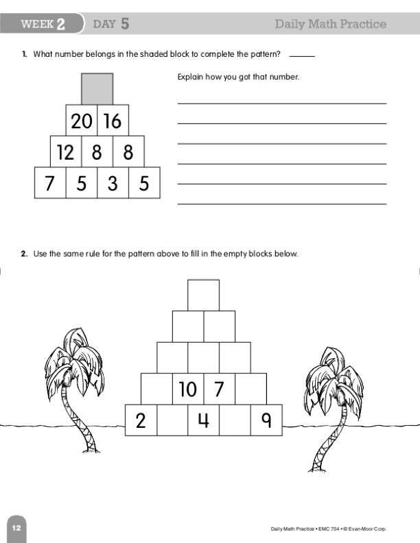 daily math practice grade 7 wenesday