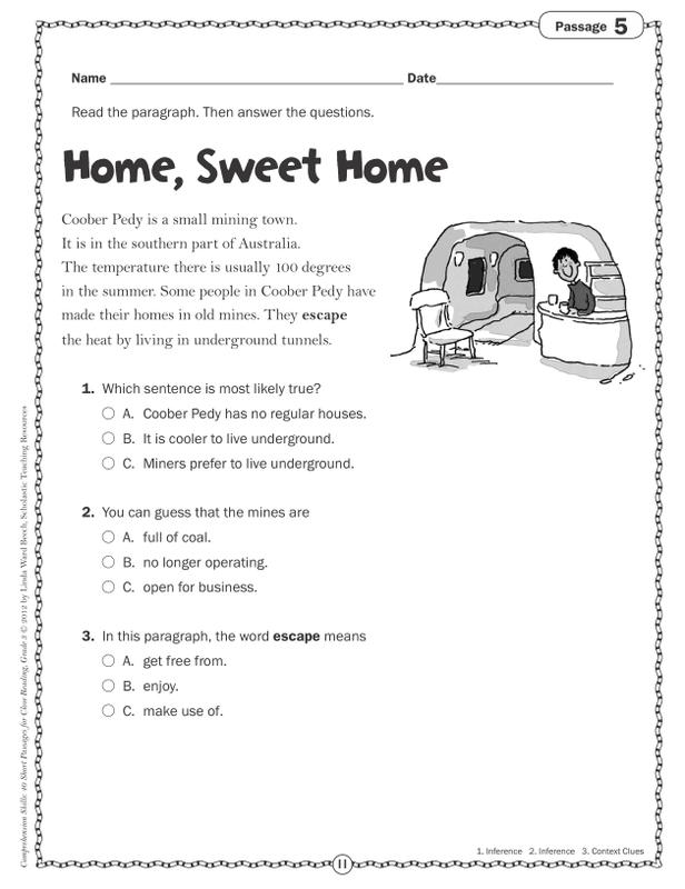 scholastic comprehension skills 40 short passages for close reading