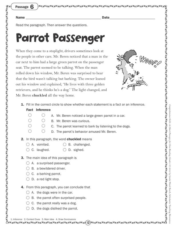 Scholastic Comprehension Skills: 40 Short Passages for Close Reading