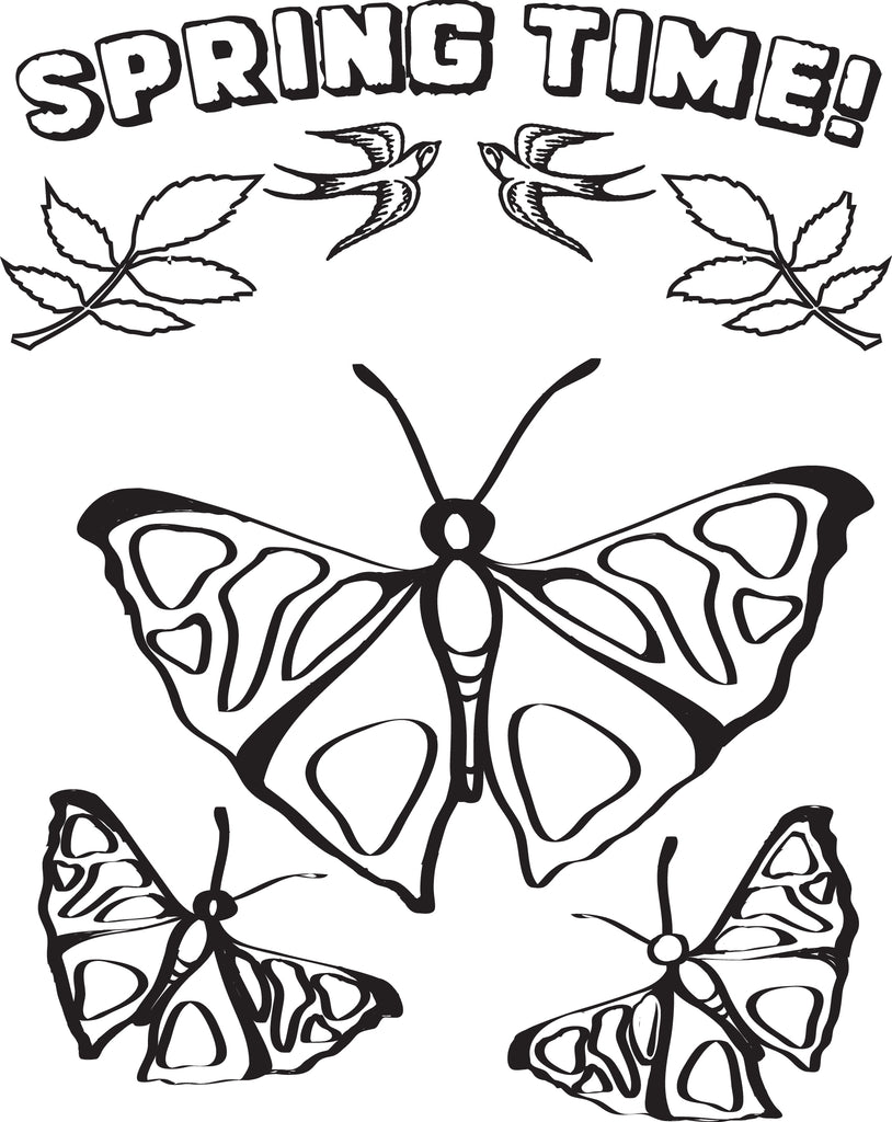 Butterflies Spring Coloring Page