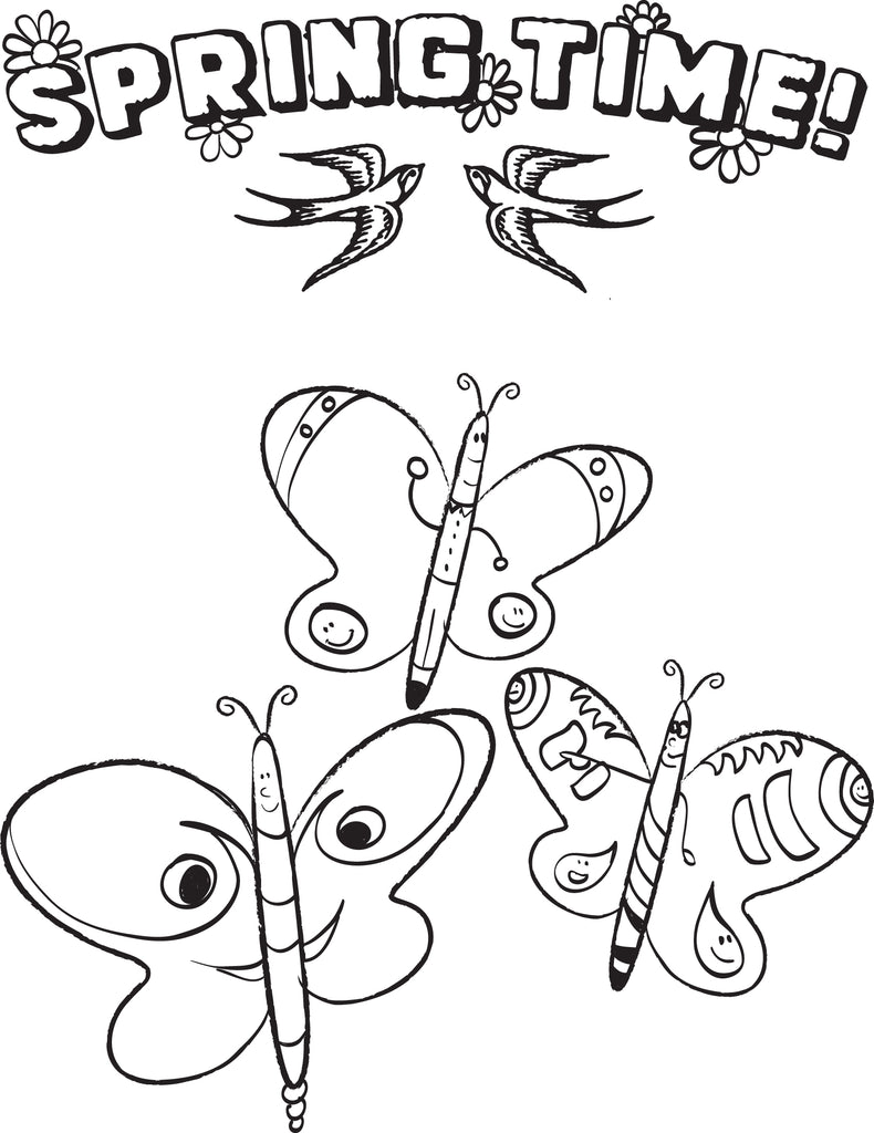 Spring Time Butterfly Coloring Page