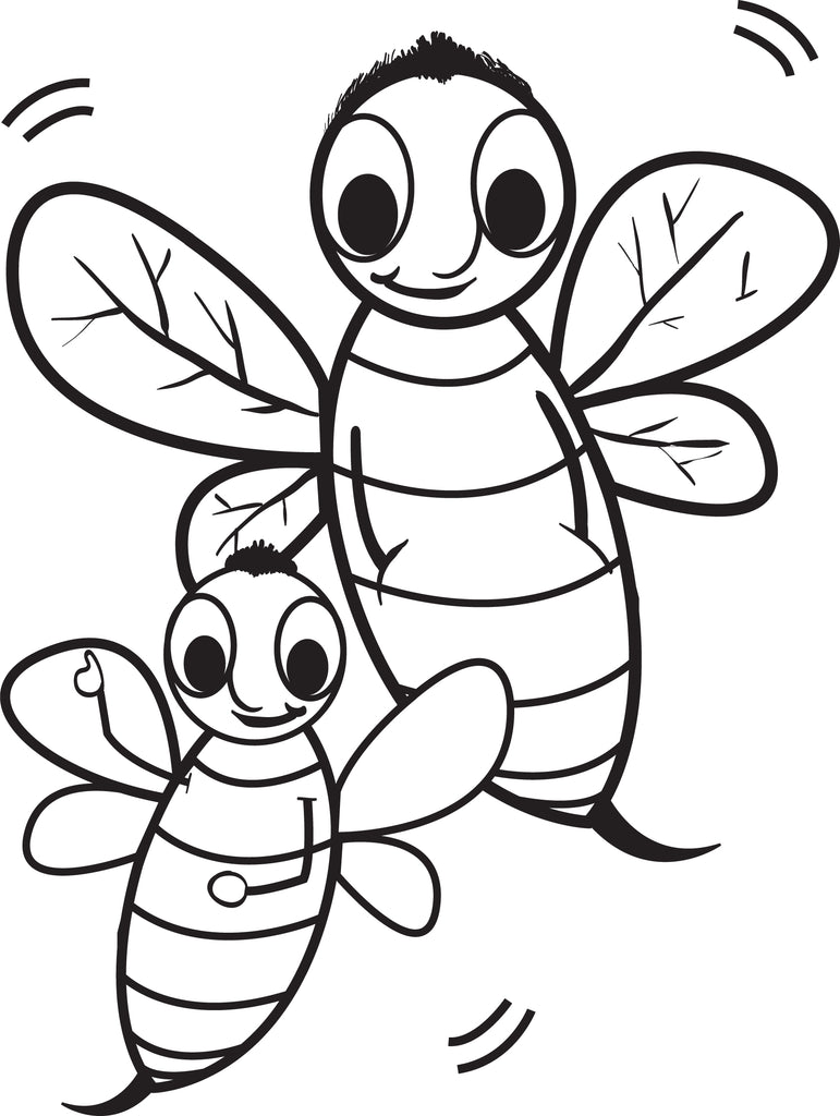 Download Printable Cartoon Bee Coloring Page for Kids - SupplyMe