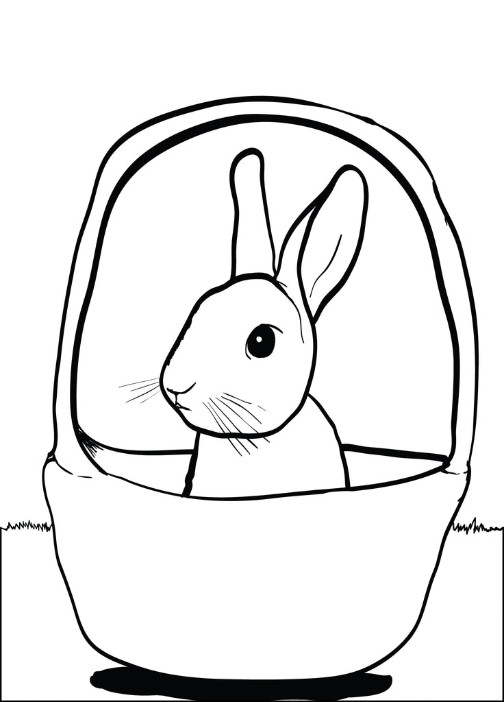 Printable Bunny Rabbit in a Basket Coloring Page for Kids SupplyMe