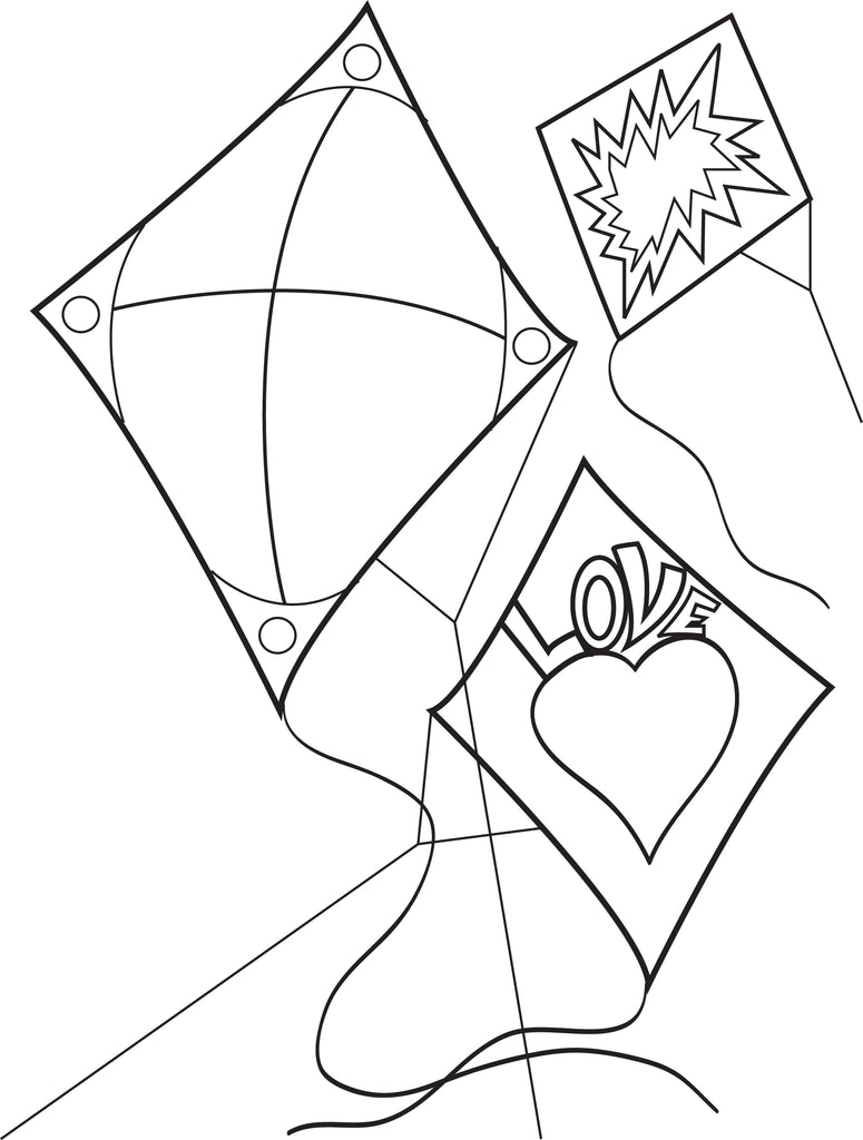 Download Printable Three Kites Coloring Page for Kids - SupplyMe