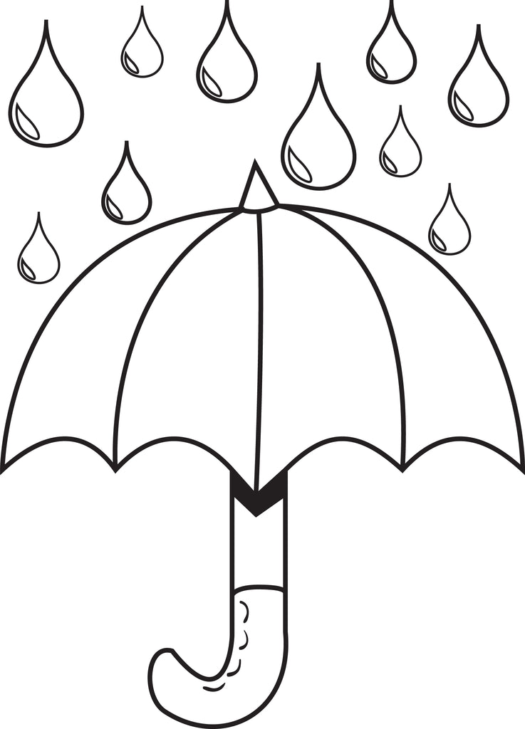 Printable Umbrella with Raindrops Spring Coloring Page – SupplyMe