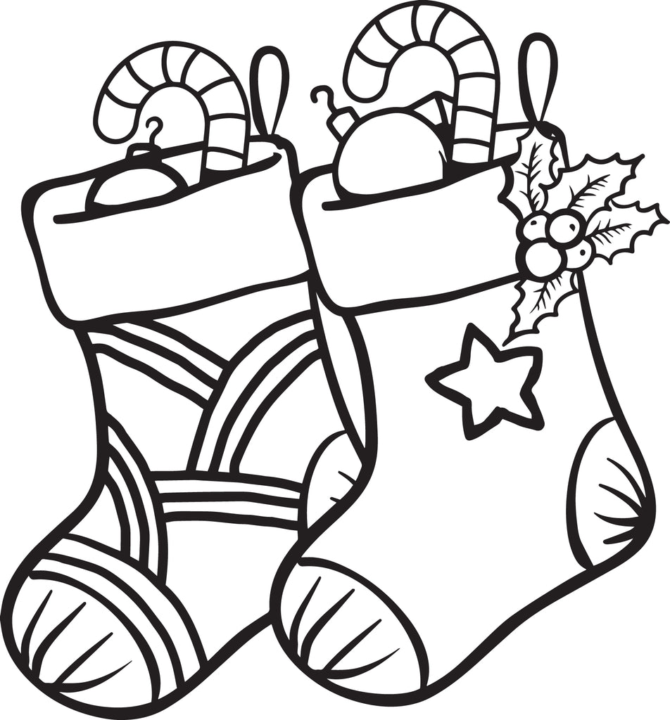 Printable Christmas Stockings Coloring Page for Kids