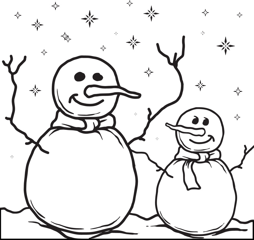 Cute Snowman Coloring Pages For Toddlers for Kindergarten