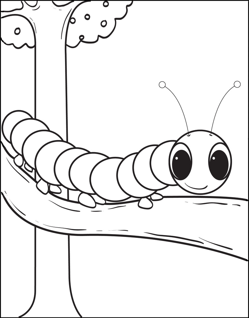 Printable Cartoon Caterpillar Coloring Page for Kids