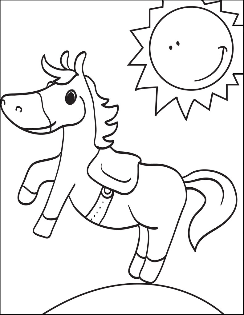 Download Printable Cartoon Horse Coloring Page for Kids #3 - SupplyMe