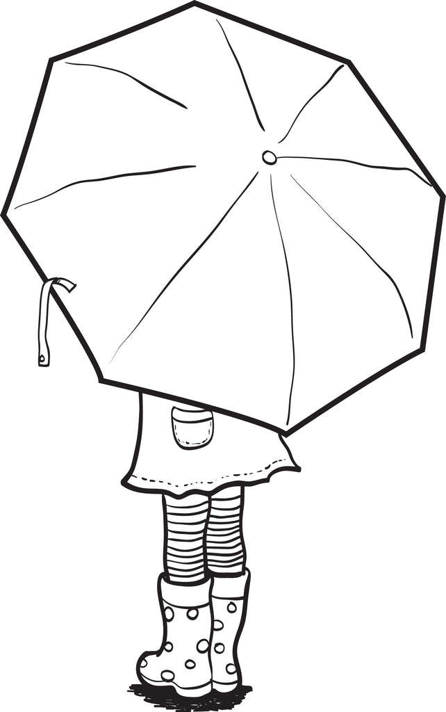 Girl Holding An Umbrella Spring Coloring Page