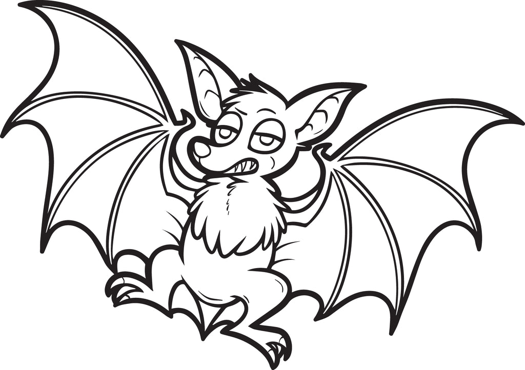 FREE Printable Cartoon Bat Coloring Page for Kids