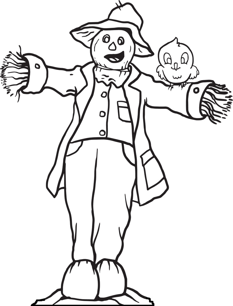 Cartoon Printable Scarecrow Coloring Pages for Kids