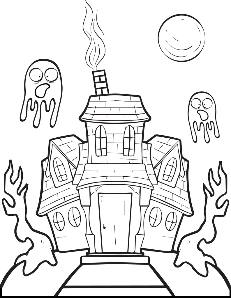 Printable Halloween Haunted House Coloring Page for Kids #2 SupplyMe