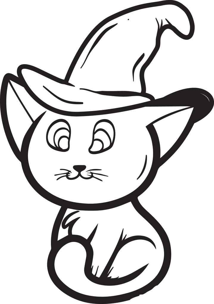 Printable Halloween Cat Coloring Page for Kids #2 SupplyMe