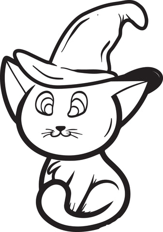 Printable Halloween Cat and Pumpkin Coloring Page for Kids