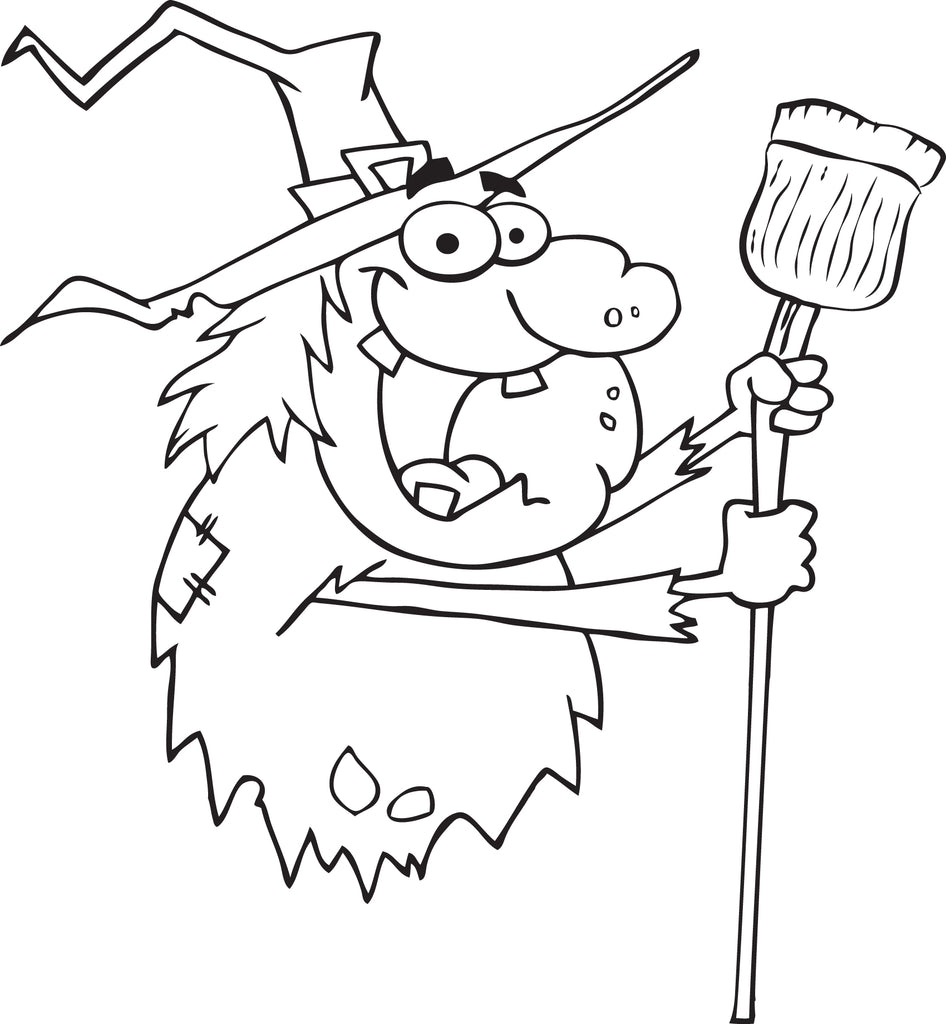 Download Printable Halloween Witch Coloring Page for Kids #3 - SupplyMe