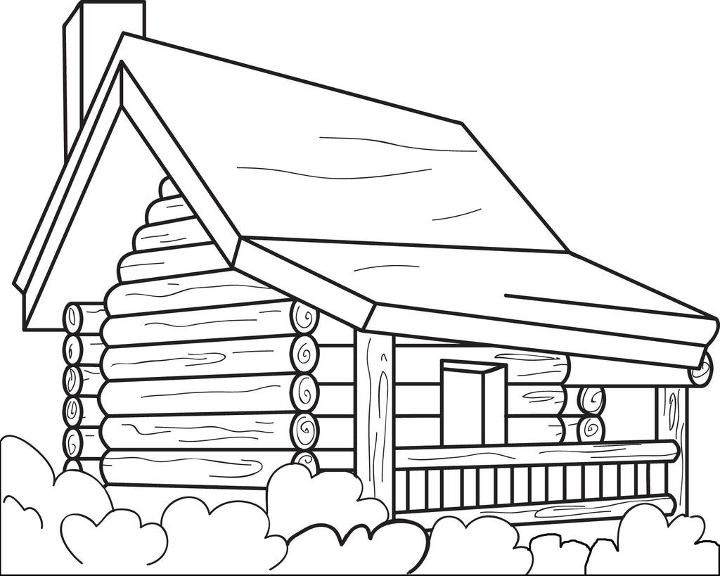 FREE Printable Log Cabin Coloring Page for Kids