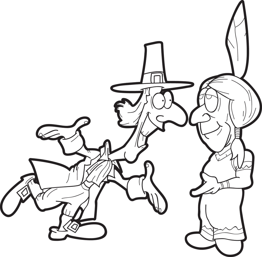 Printable Pilgrim and Indian Coloring Page For Kids #1 – SupplyMe