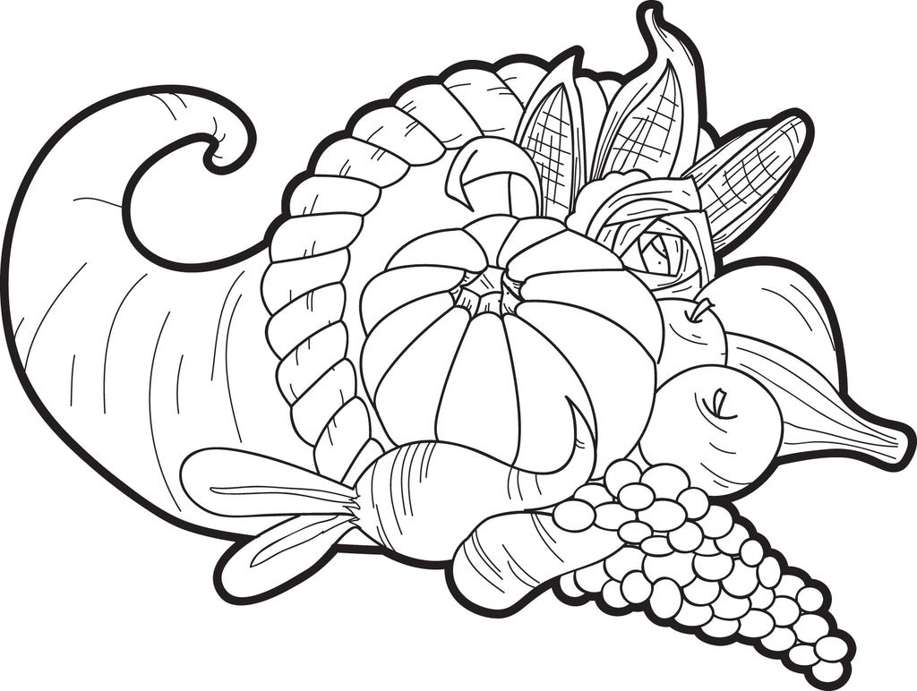 Printable Cornucopia Thanksgiving Coloring Page For Kids SupplyMe