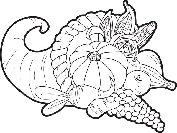 Printable Cornucopia Thanksgiving Coloring Page for Kids – SupplyMe