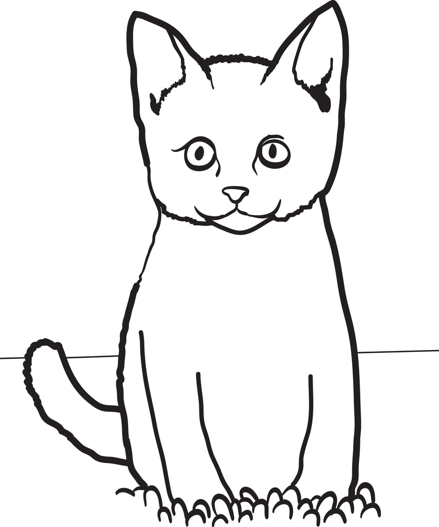 cat sitting in grass printable coloring page for kids supplyme
