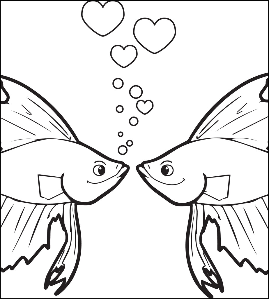 fishes kissing coloring pages