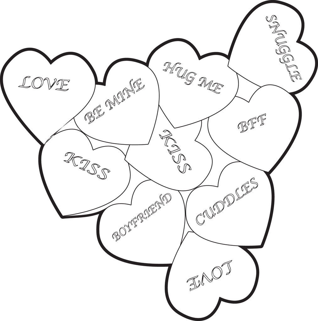 Printable Valentine Heart Candies Coloring Page For Kids – Supplyme