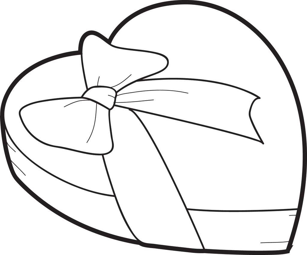 Heart Shaped Candy Box Valentine's Day Coloring Page