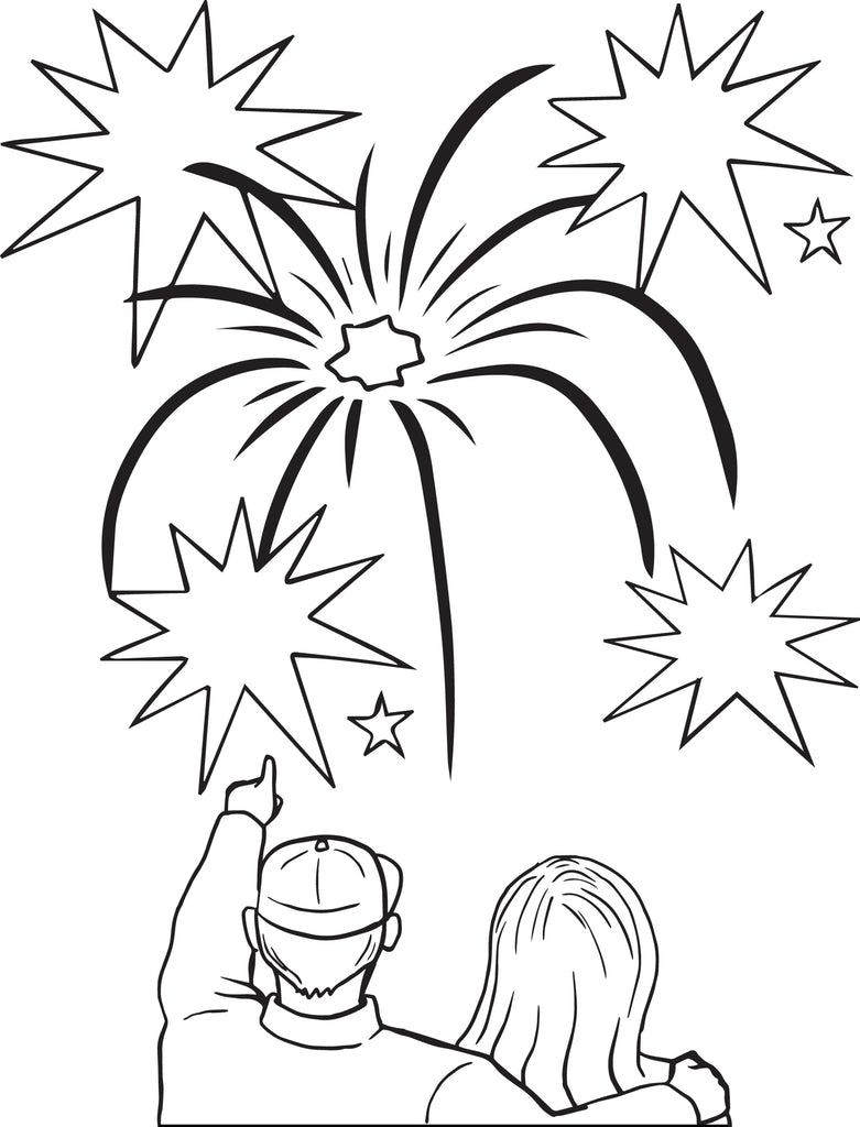 FREE Printable Fireworks Coloring Page for Kids 3 SupplyMe