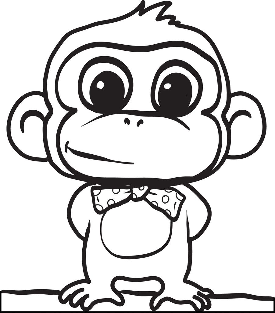 Download Printable Cartoon Monkey Coloring Page for Kids #2 - SupplyMe