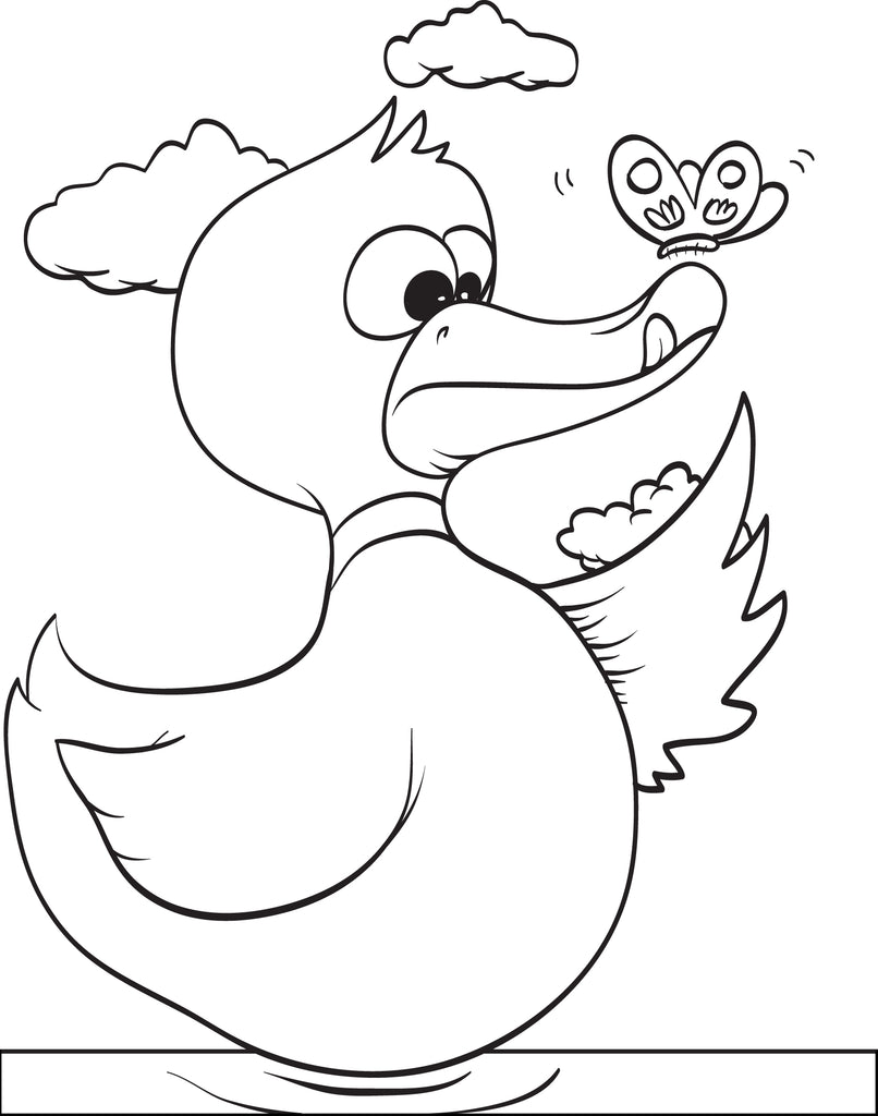 Download Printable Cartoon Duck Coloring Page for Kids - SupplyMe