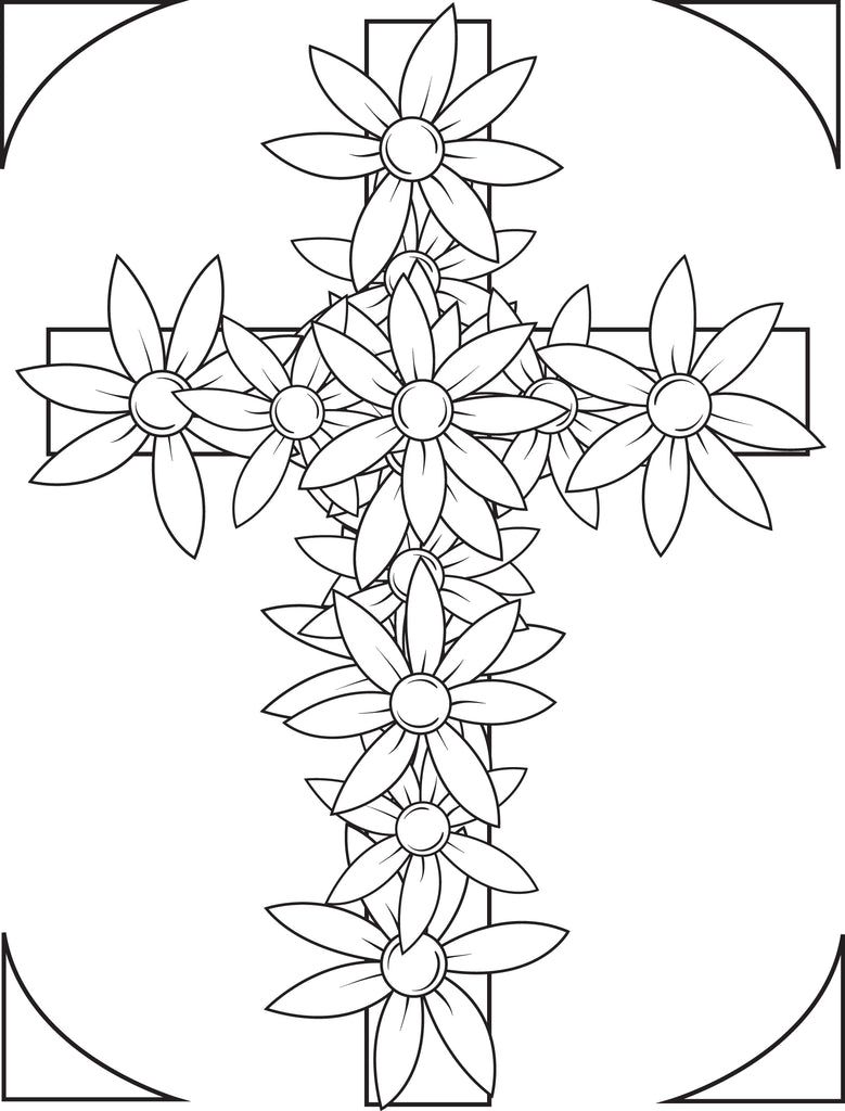 Download Printable Cross With Flowers Coloring Page for Kids - SupplyMe
