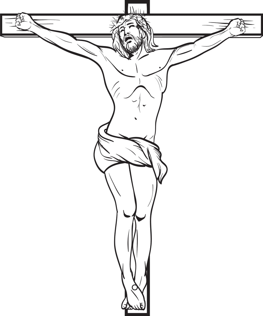 Jesus Crucified On The Cross Free, Printable Coloring Page for Kids