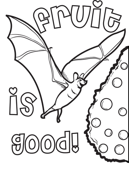 Download Printable Bat Eating Fruit Coloring Page for Kids - SupplyMe