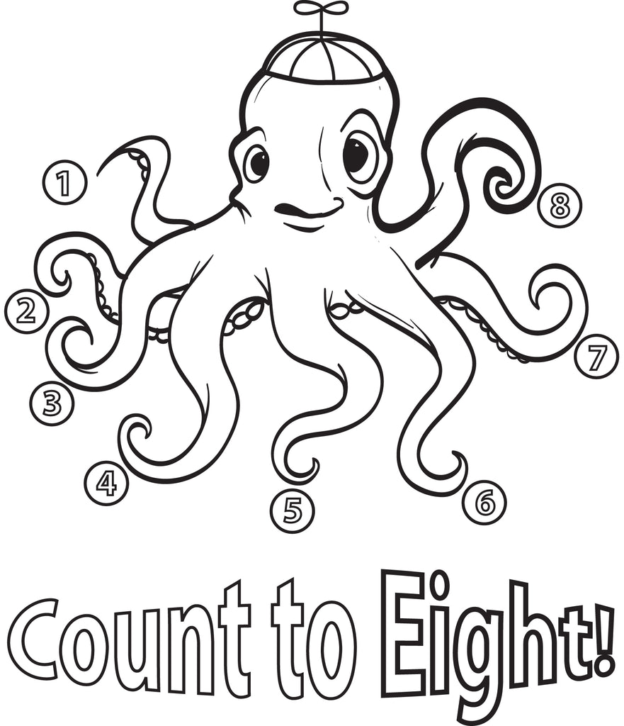 printable count to eight octopus coloring page for kids