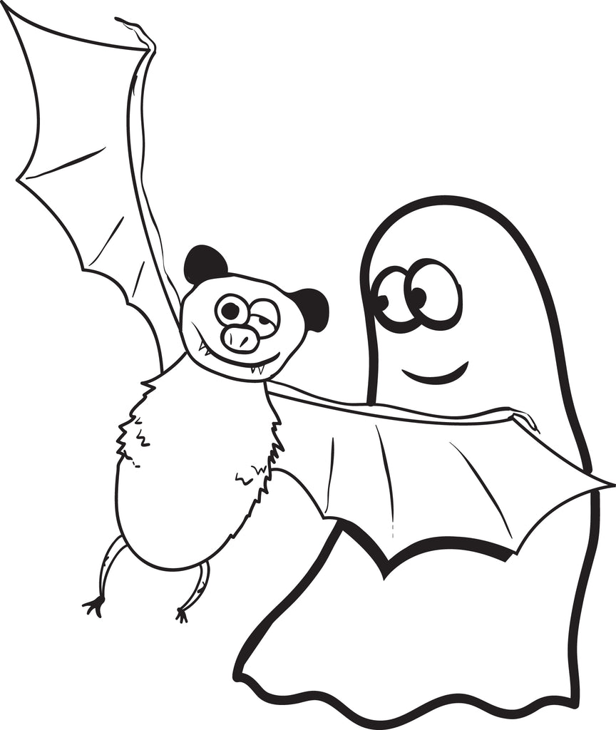 Download Printable Ghost and Bat Coloring Page for Kids - SupplyMe