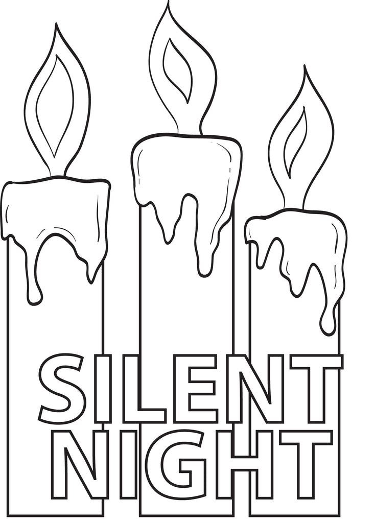 FREE Printable Silent Night Christmas Candles Coloring Page