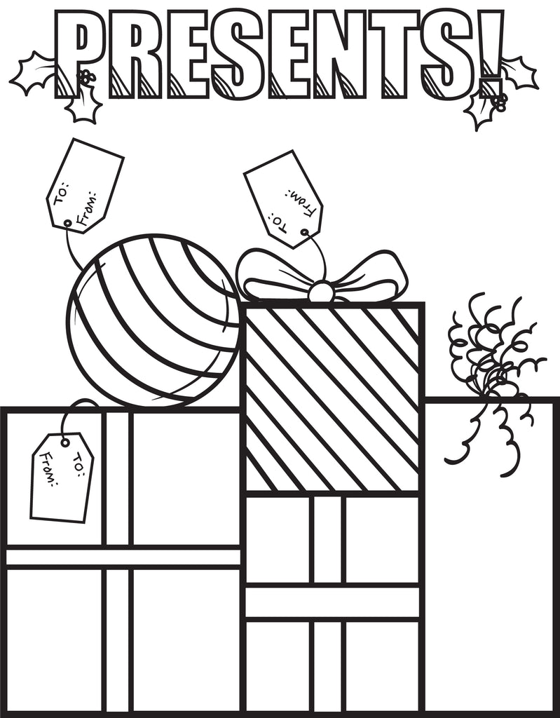 free printable christmas present coloring pages