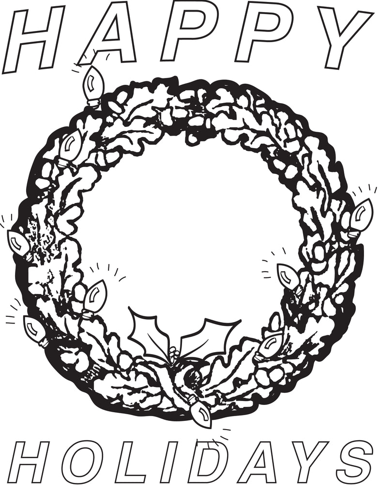 Download Happy Holidays Printable Christmas Wreath Coloring Page for Kids #2 - SupplyMe